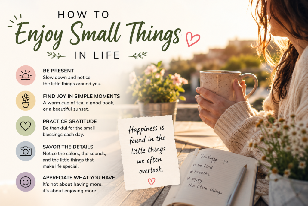 Happiness found in the small things in life. Gratefulness for things we often overlook